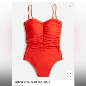 J.Crew women’s red bathing swim suit ruched sweetheart one piece